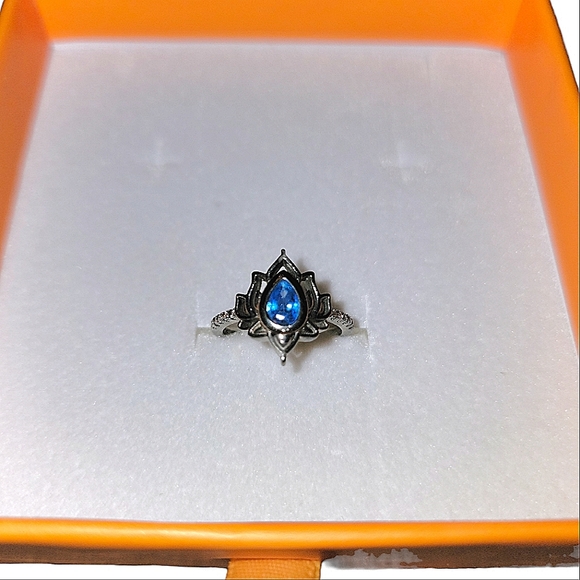 Sterling Silver & BlueTopaz Daughter Ring 'No Mud No Lotus' Inspirational Motto - Picture 6 of 11